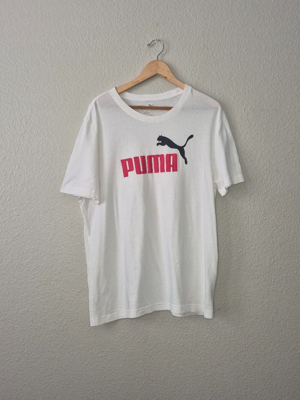 Puma Shirt Mens Large White Red Big Cat No 1 Logo Graphic Tee Gym T Shirt As Is